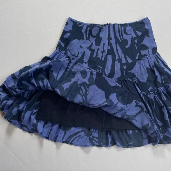 Rare 90s-00s New Man Blue Floral Cotton Mini Skirt - Sz 38F - Picture 6 of 13